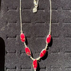 Elegant Rose Dahlia Lariat Necklace Sterling Silver